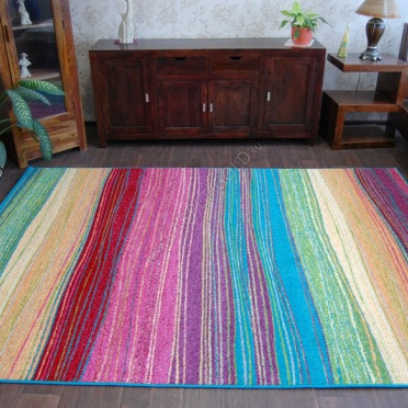 Ковер польский Agnella Funky Dor turquoise (полипропилен, разноцветный,голубой)
