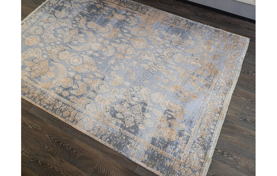 Безворсовый ковер лофт дизайн BANCO BANCO P1055 GREY-YELLOW