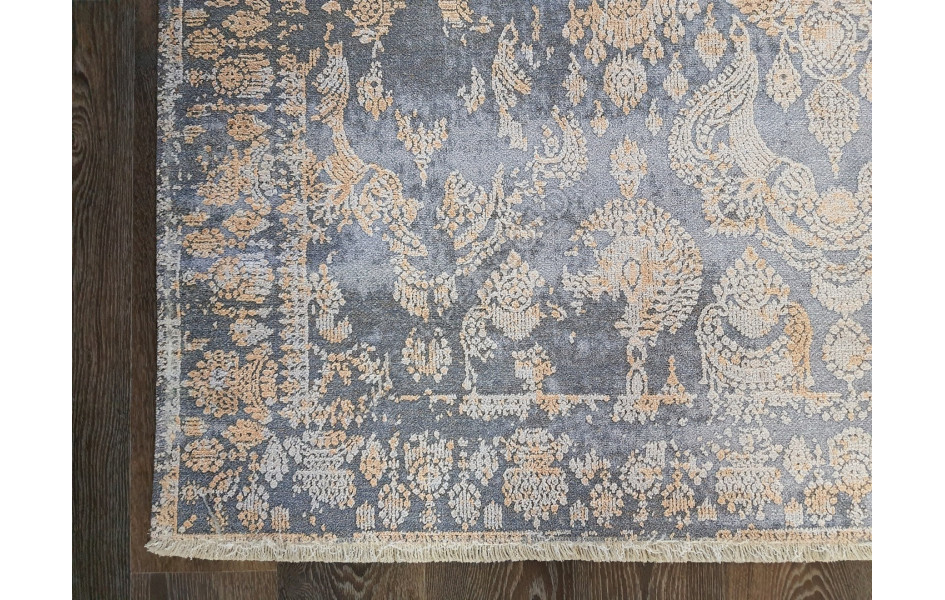 Безворсовый ковер лофт дизайн BANCO BANCO P1055 GREY-YELLOW